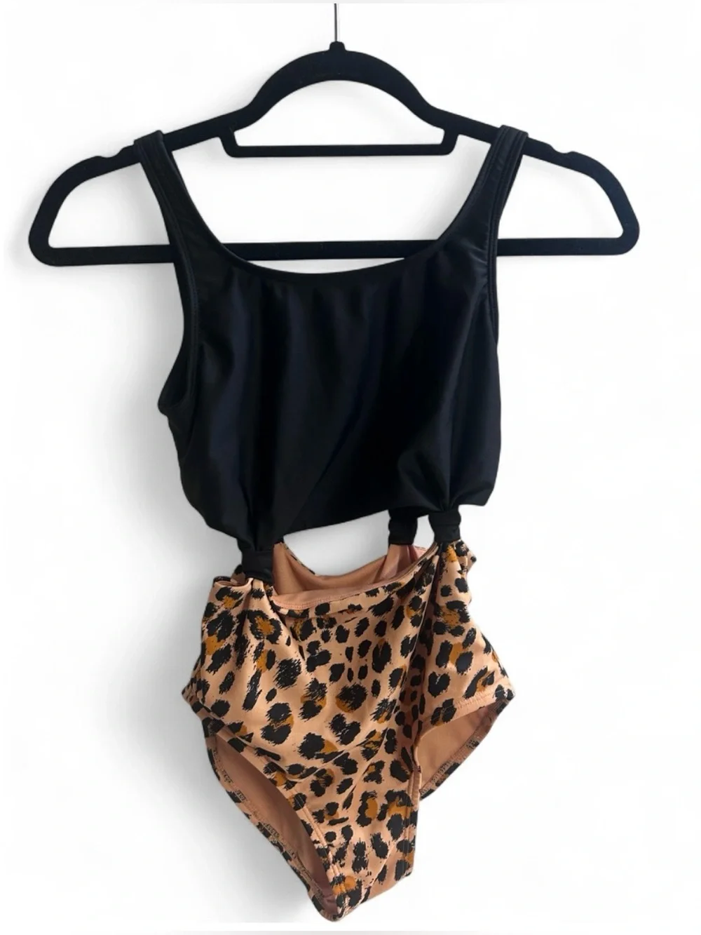 art class Black & Leopard Print Girls' One-Piece Swimsuit
